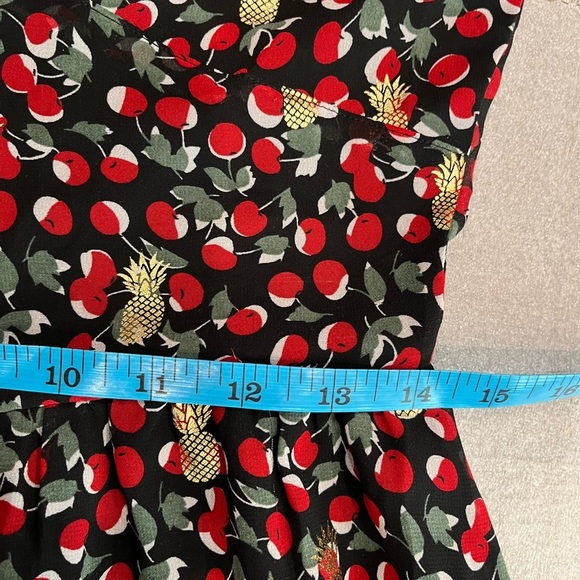 [M]Axara Paris Deep V Tied Neck S/S Cherry Pinapple Chiffon Dress - Picture 13 of 13